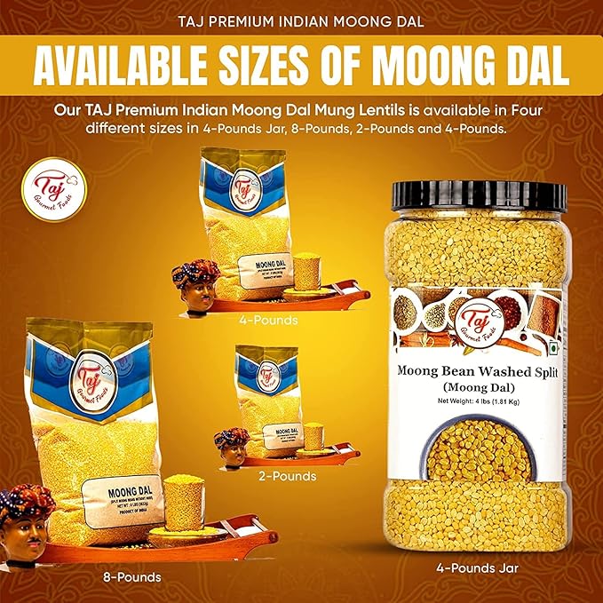 TAJ Moong Dal Mung Lentils, (4-Pounds)