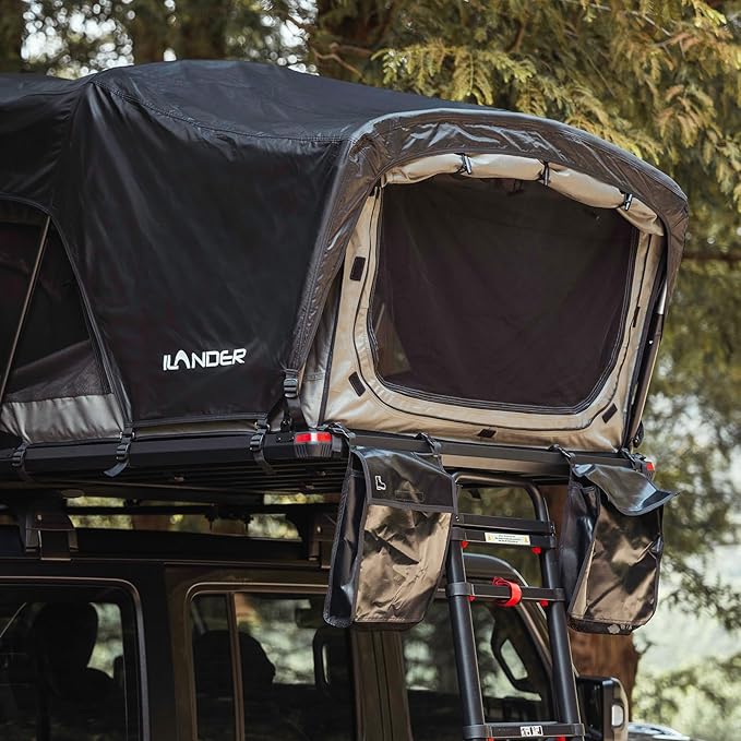 ILANDER Rooftop Tent, Hard Shell, SUV & Truck Camping, Foldable Rooftop Tent with Ladder, Waterproof & UV-Resistant 2-3 Person, 1.4M