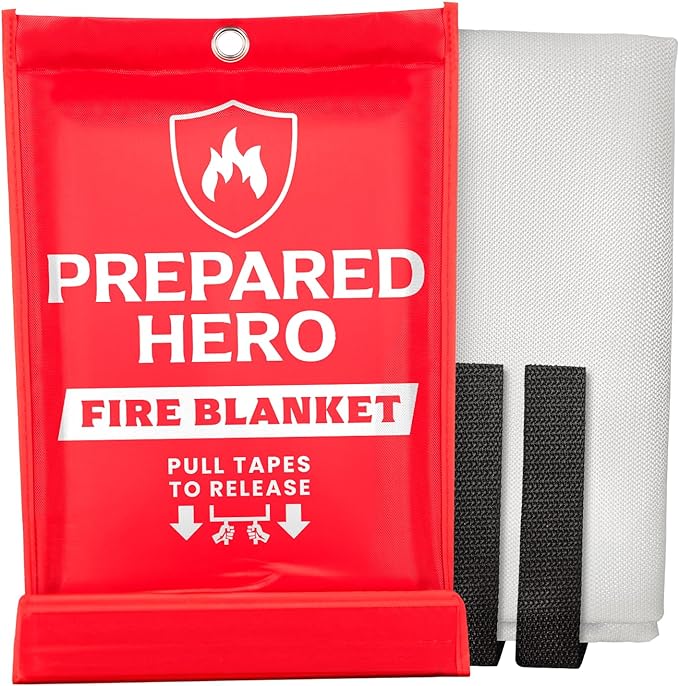 Prepared Hero Emergency Blanket - 1 Pack - Fiberglass Fire Suppression Blanket for Kitchen, Home 39” x 39”