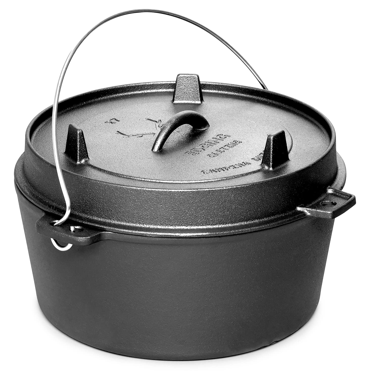 EDGING CASTING Pre-Seasoned Cast Iron Camping Dutch Ovens, Outdoor Camping Dutch Oven Pot with Lid