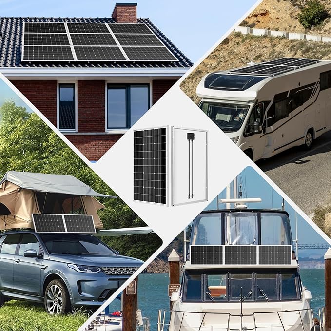 DOKIO 100W 18V Solar Panel 2-Pack for 12V Battery Charging, Monocrystalline 9BB Glass Modules with Aluminum Frame, MC4, Pre-Drilled Holes, Series/Parallel for RV, Boat, Roof, Off-Grid Systems