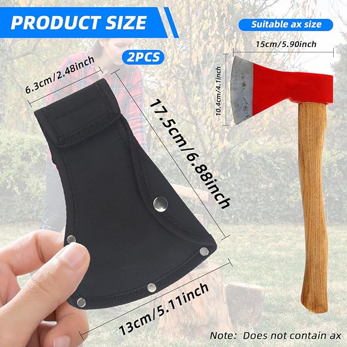 2 PCS Durable Hatchet Sheath, Heavy-Duty Oxford Cloth Hatchet Cover Axe Blade Cover with Belt Loop, Wear-Resistant Protective Cover for Camping Axe Safety and Storage