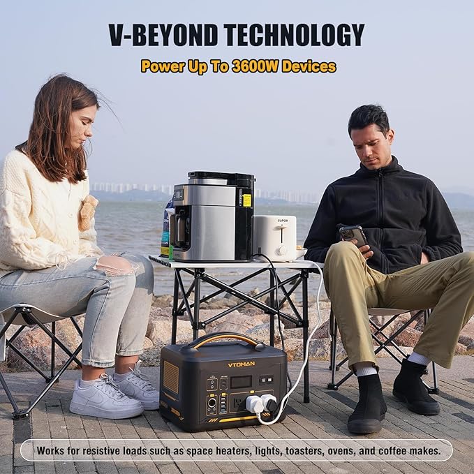 Vtoman 3096Wh Solar Generator with 200W Solar Panel & Extra Battery Included, 1800W (Peak 3600W) LiFePO4 Battery Power Station for Power Outages, RV, Camping, Emergencies