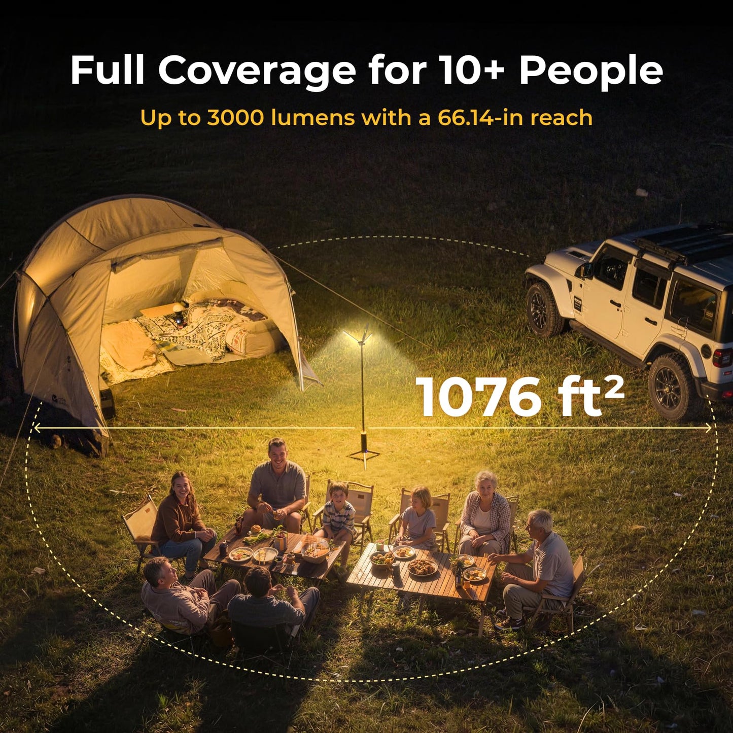 BougeRV Telescopic Camping Light T1, 15600mAh Rechargeable Lantern, Black