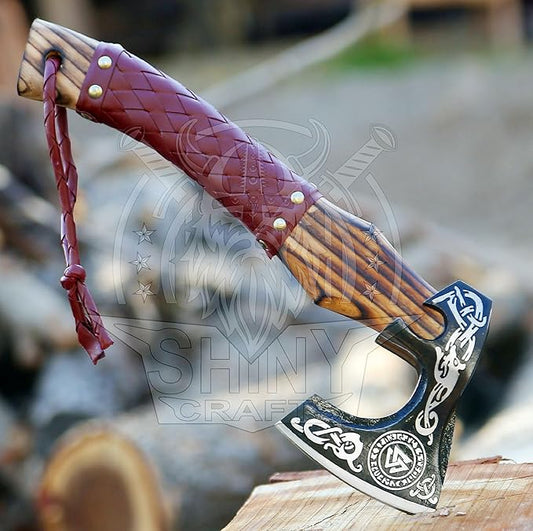 SHINY CRAFTS®- Personalized Viking Axe – Best Gift for Husband Decorative Hatchet for Father’s Day, Birthday, Anniversary, or Christmas (SCA-07)