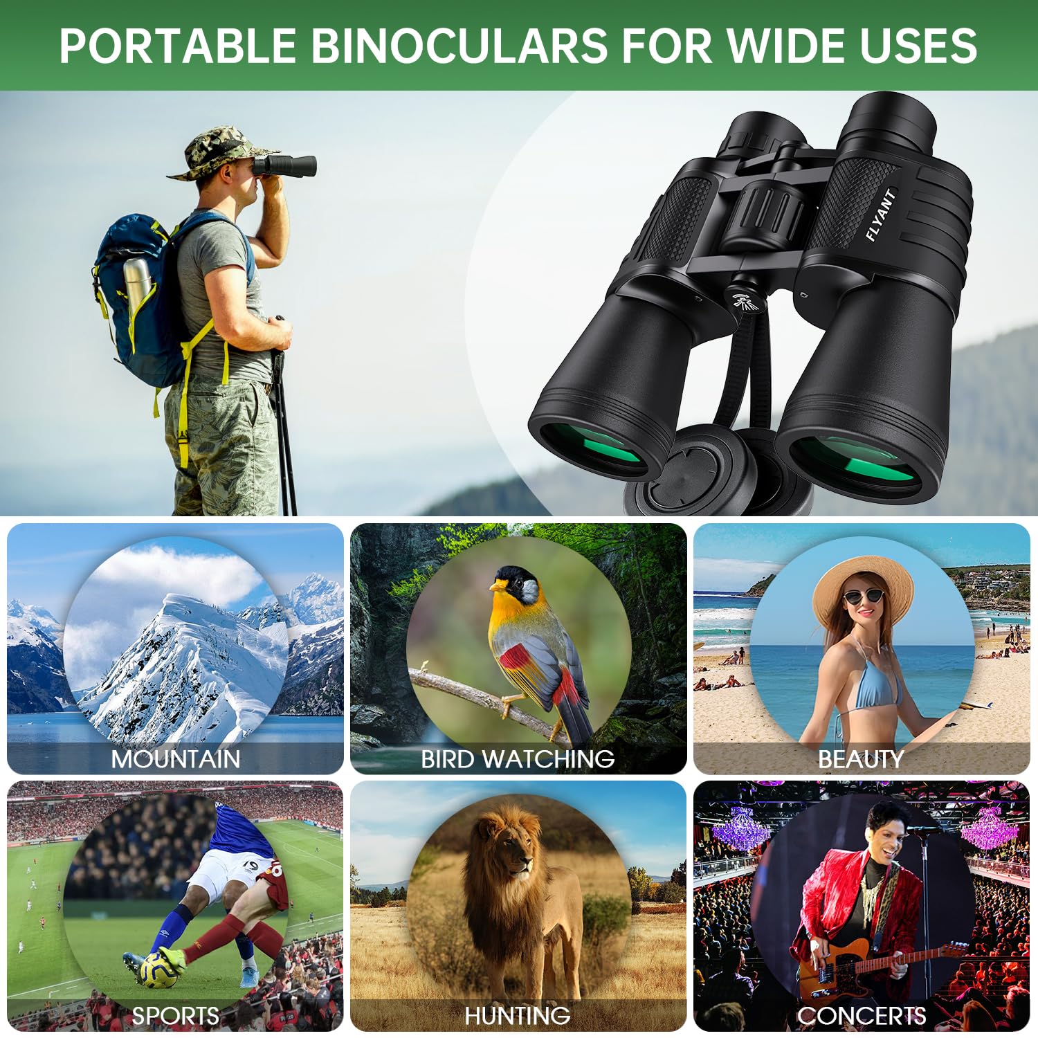 20x50 High Powered Binoculars for Adults, Waterproof Compact Binoculars with Low Light Vision for