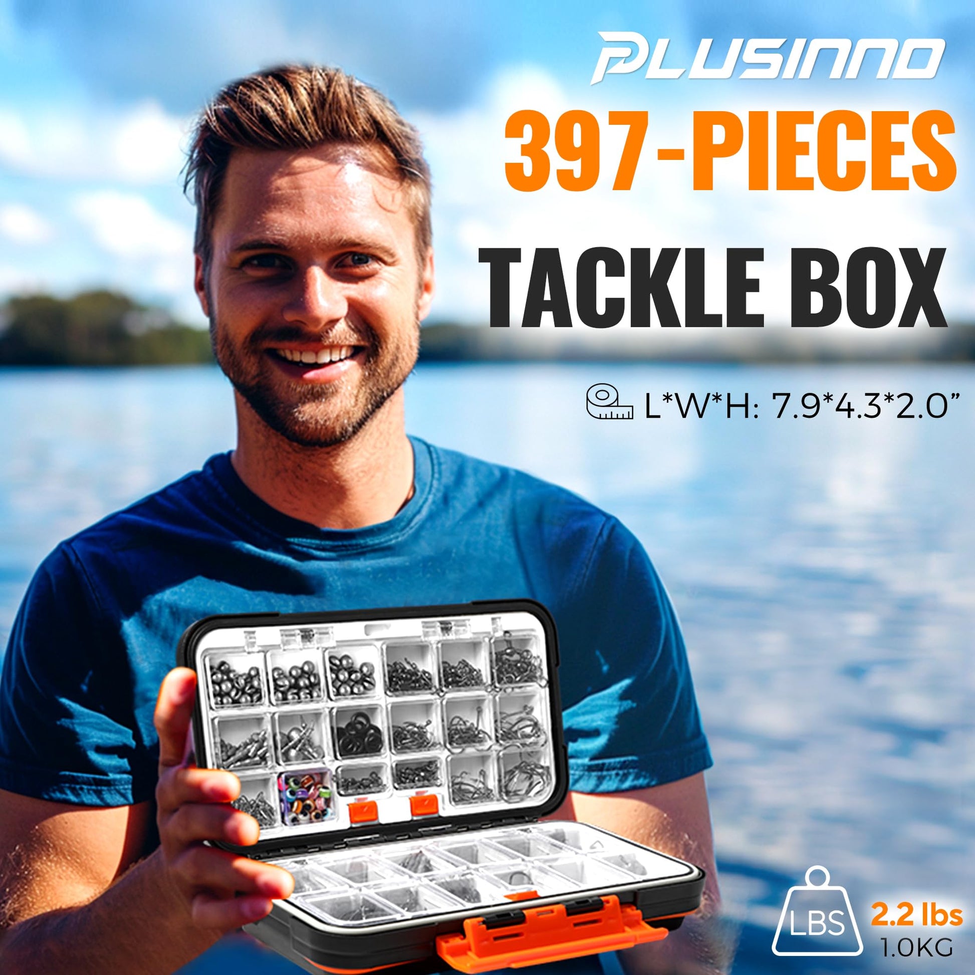 PLUSINNO 264/397pcs Fishing Accessories Kit, Organized Fishing Tackle Box with Tackle Included