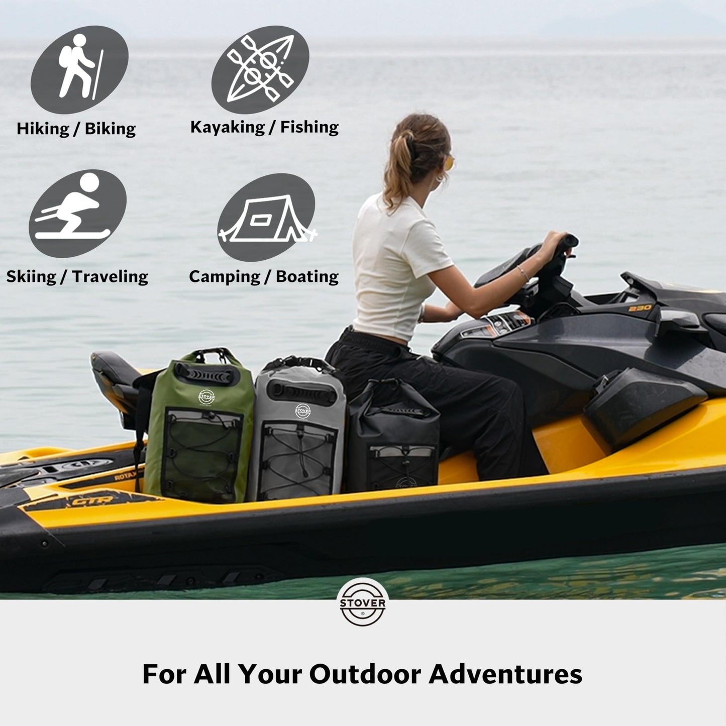 STOVER 5/10/25/30/40L Waterproof Dry Backpack & Phone Case- Large Floating Dry Bag for Kayaking