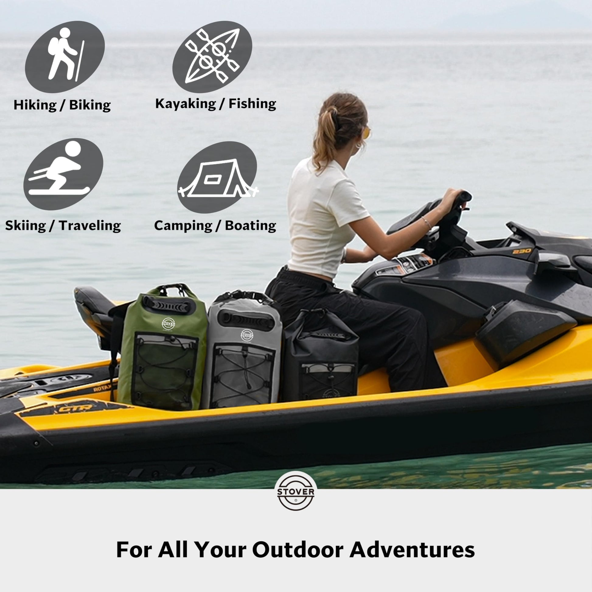 STOVER 5/10/25/30/40L Waterproof Dry Backpack & Phone Case- Large Floating Dry Bag for Kayaking