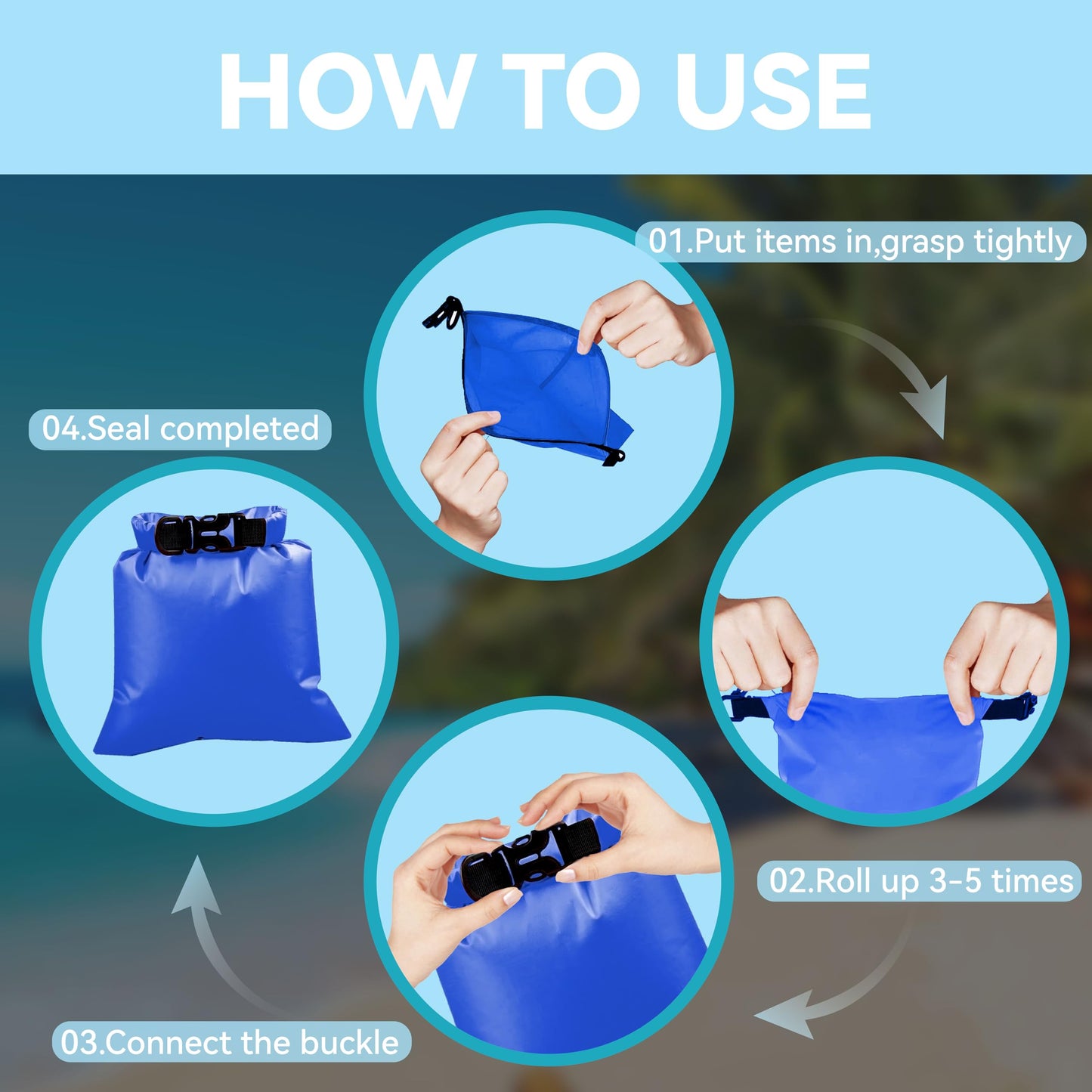 ILZAR 6PCS Dry Bags Waterproof, Lightweight Dry Bags for Kayaking Waterproof，Outdoor Waterproof Bag