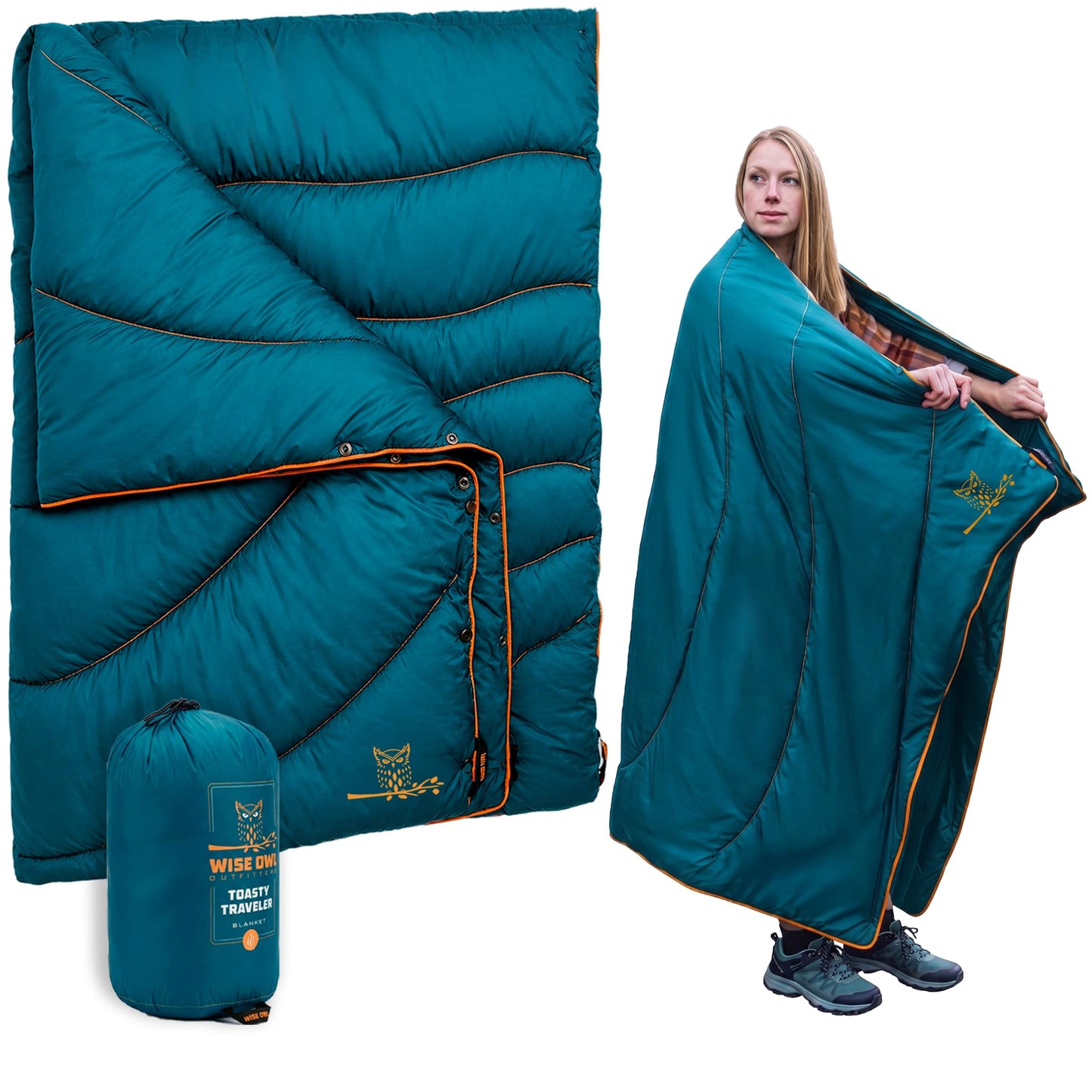 Wise Owl Outfitters Camping Blanket, Packable Puffy Quilt for Backpacking