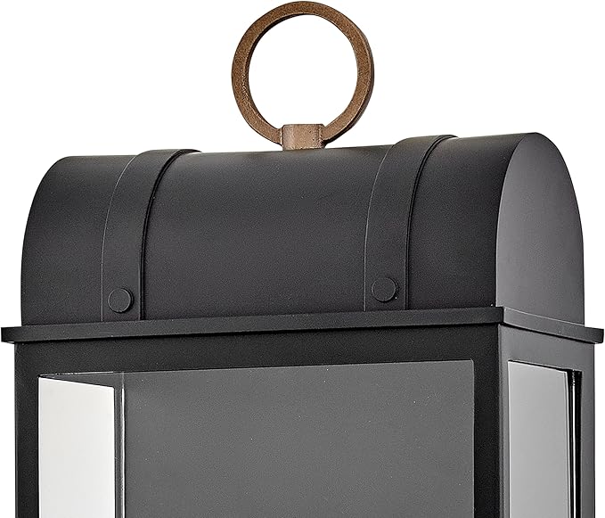 Hinkley Campbell Large Wall Mount Outdoor Lantern - Clear Glass, Aluminum - Black Finish and Burnished Bronze Accents