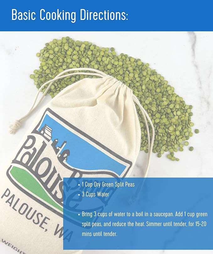 Palouse Brand Certified Glyphosate Residue Free Split Peas | Green | 25 LBS | Family Farmed in Washington State | Non-GMO Project Verified | Non-Irradiated | Kosher Parve | Field Traced