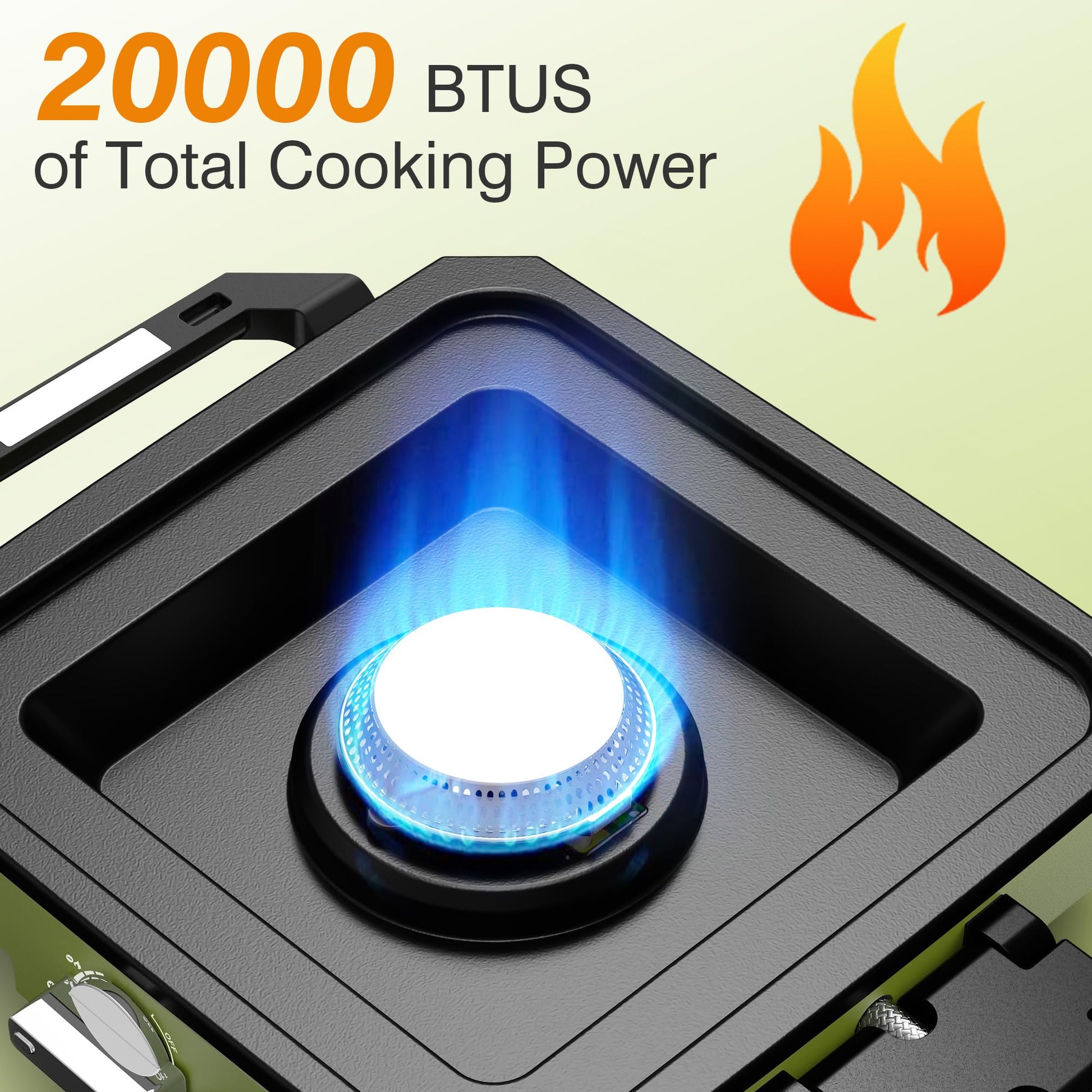 ODSD 2 Burner Camping Stove with Windshield, 20000 BTU Propane Camp Stove, Portable Folding Gas