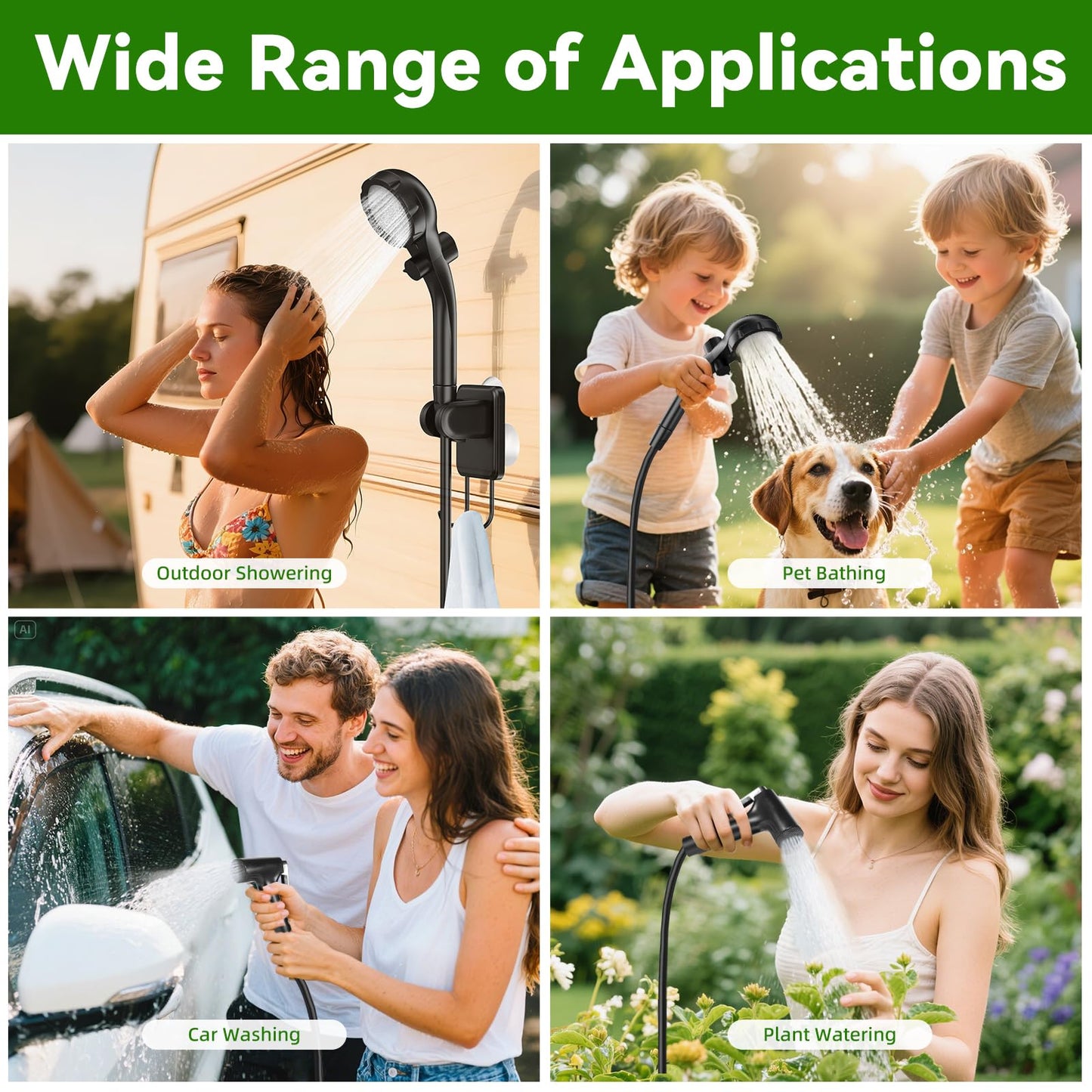 InkTrail Portable Camping Shower with Heater, Long-Lasting 6000mAh Rechargeable Camping Shower with