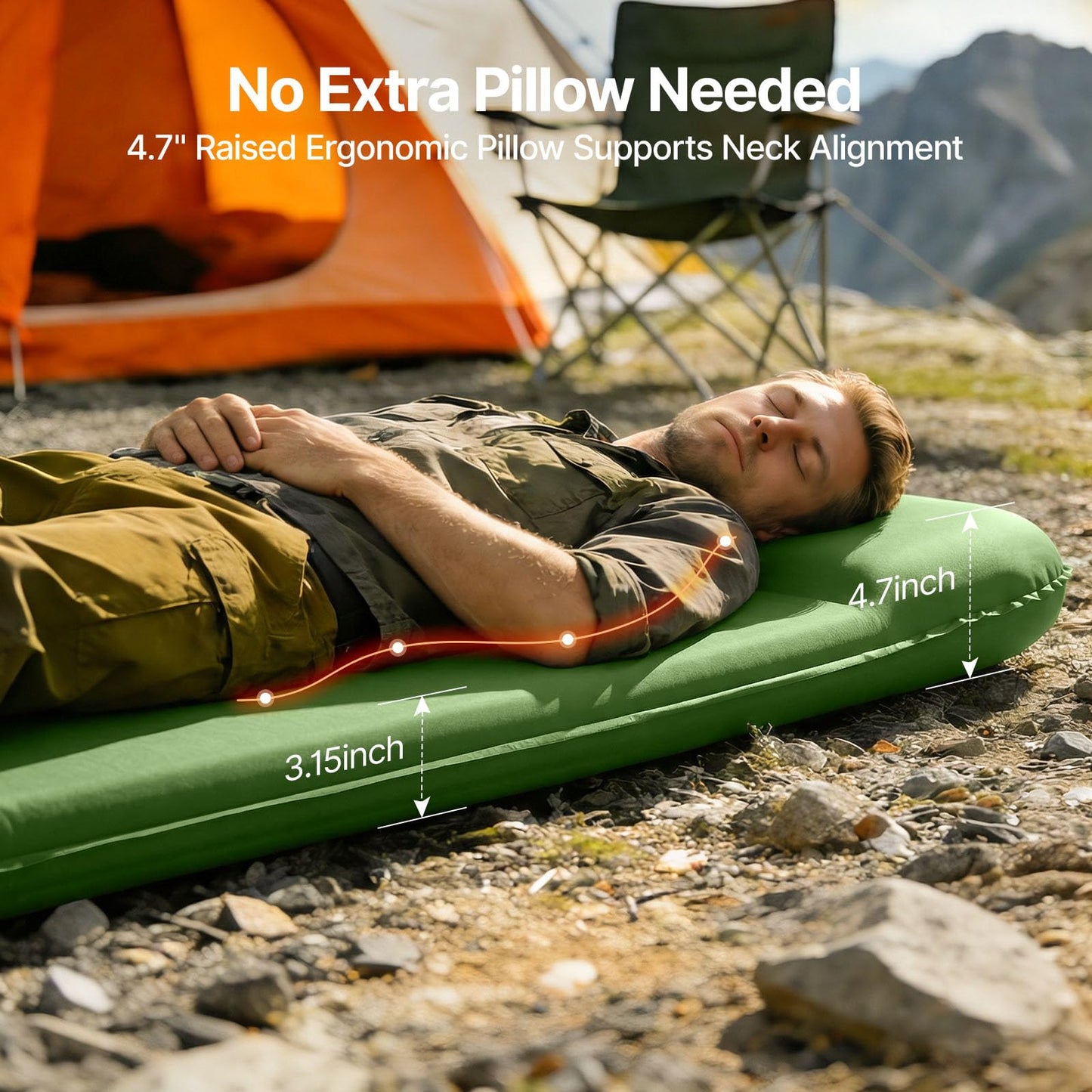 OGERY Self-Inflating Sleeping Pad, 3" Memory Foam Camping Mattress