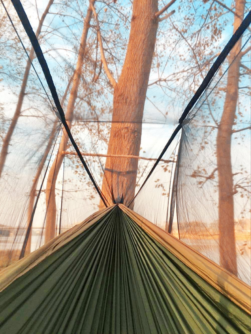 Sunyear Camping Hammock with Net, Single & Double, 2 * 10ft Straps