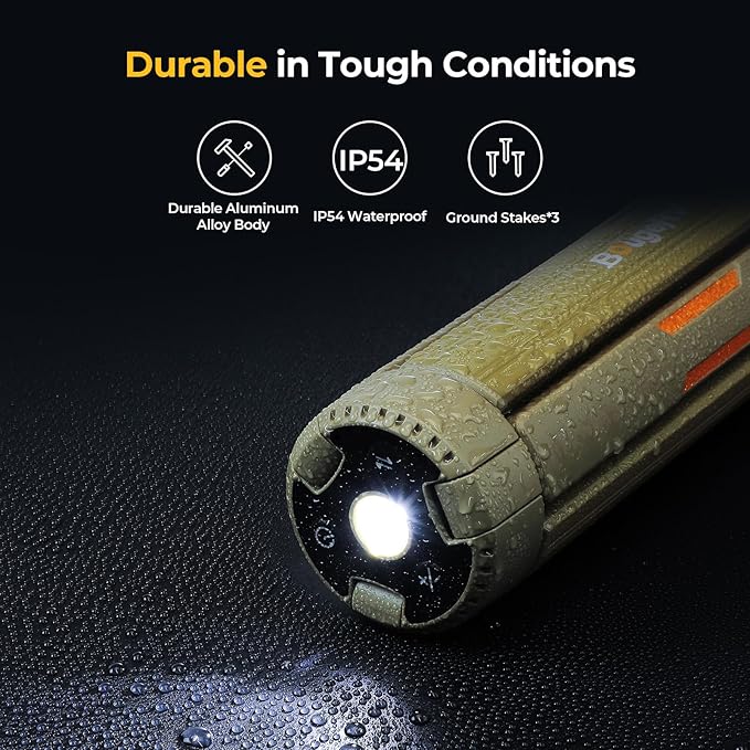 BougeRV Upgraded Telescopic Camping Light, 15600mAh Rotatable Electric Lantern, Collapsible Outdoor Light, Cordless Flashlight, Waterproof, Tent Lamp for Camping, Emergency, Hiking, Outdoor