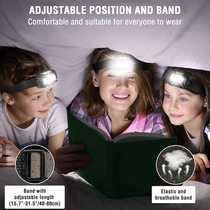 EverBrite Rechargeable Headlamp, LED Bright Motion Sensor Head Lamp Flashlight with 6 Modes, Adjustable Headlight for Adults with White Red Light, Water Resistant, Black, for Hiking, Running, Camping