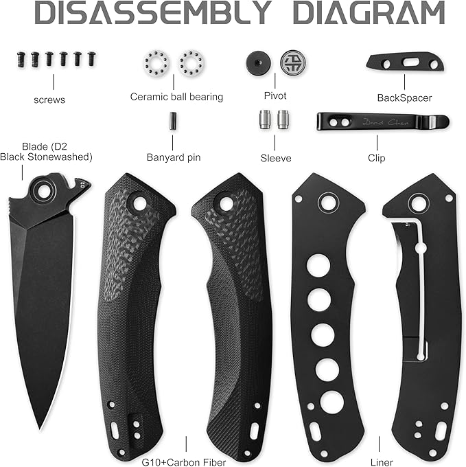 Petrified fish PF838 Folding Knife 3.74" D2 Steel Blade Micarta Handle Pocket Knife for Camping Outdoor EDC (Blue Micarta, Satin)