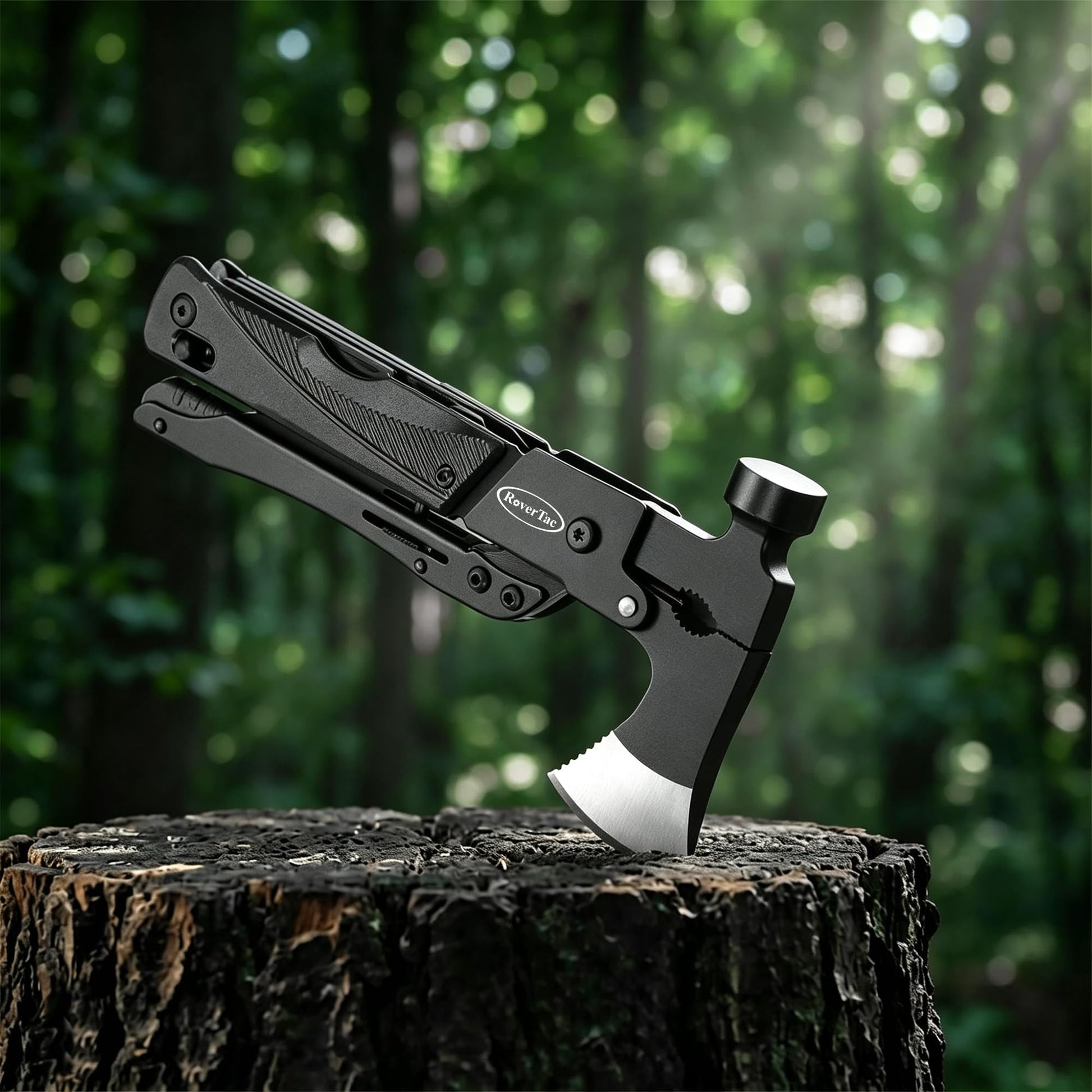 RoverTac 19-in-1 Multi-Tool Axe with Knife, Hammer, Saw, Screwdrivers, Bottle Opener, Nylon Sheath