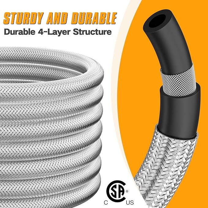 12FT RV Quick Connect Propane Hose, Propane Quick Connect Hose for RV to Gas Grill, Compatible with 1 LB Portable Appliance, rv gas line quick connect for Blackstone Griddle, Weber Q, Coleman, heaters