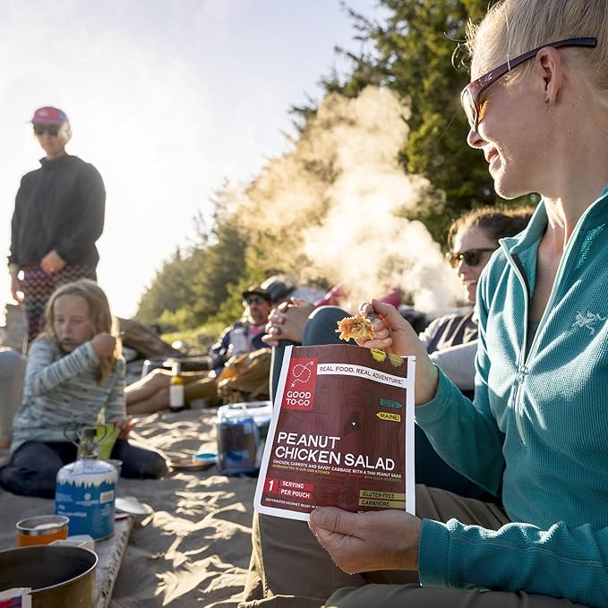 GOOD TO-GO Peanut Chicken Salad - Stove-Free??(6-Pack of Single Servings) | No Stove Required! Camping & Backpacking Food | Just Add Water Backpacking Meals | Good To-Go Dehydrated Meals Taste Better Than Freeze Dried Food