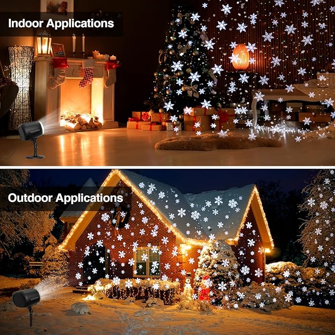 NACATIN Snowfall LED Projector Lights - 2025 Upgrade Christmas Snowflake Projector Lights Outdoor, Christmas Snow Light,Snow Falling Projector Lamp Dynamic Snow Effect for Xmas, Halloween, Party