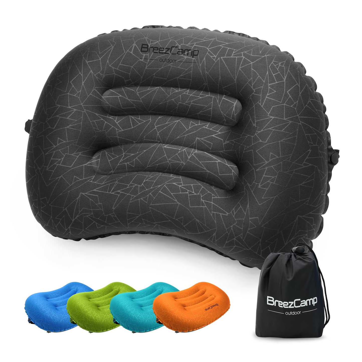 BreezCamp Inflatable Camping Pillow, Travel Blow Up Air Pillow, Neck Lumbar Support Ultralight
