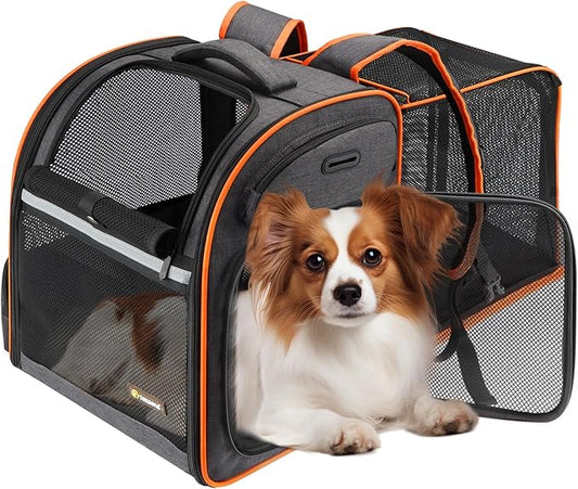 Texsens Cat Backpack Expandable Pet Carrier - Pet Backpack Carrier for Medium Cats and Small Dogs - Great for Travel, Hiking & Outdoor Activities