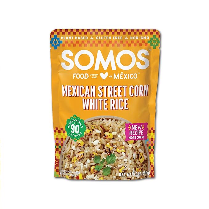 SOMOS Mexican Street Corn White Rice ??Gluten Free, Non-GMO, Vegan & Microwavable Meals Ready to Eat - Delicious, Healthy & Convenient - Perfect for Burrito Bowls, Tostadas & More | 8.8 oz (Pack of 6)