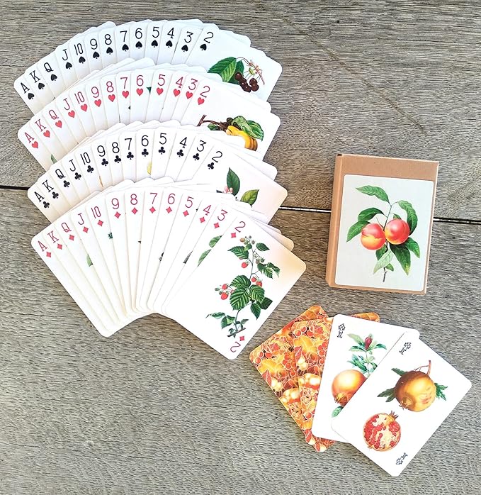 Fruits and Berries Playing Cards (Poker Deck 54 Cards All Different) Vintage Antique Botannical Books Illustration by Pierre Redoute