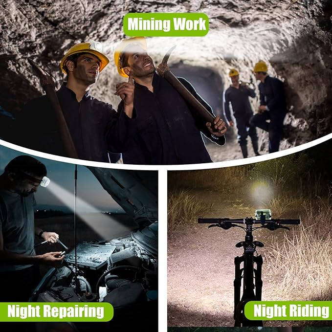 Mode: Lamp-40A Rechargeable Hard Hat Miner Light Multipurpose Headlight IP68 Waterproof Mining Light for Mining Riding Outdoor Activities