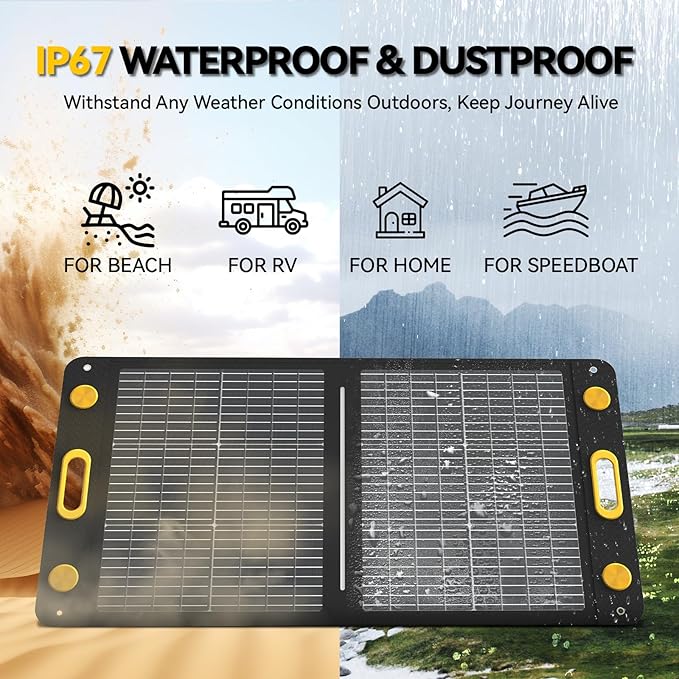 100W Bifacial Portable Solar Panel, Bend Resistant Foldable Solar Panel 100Watt 22V Monocrystalline Solar Charger for Power Station, IP67 Waterproof for Outdoor Camping Van RV Trip