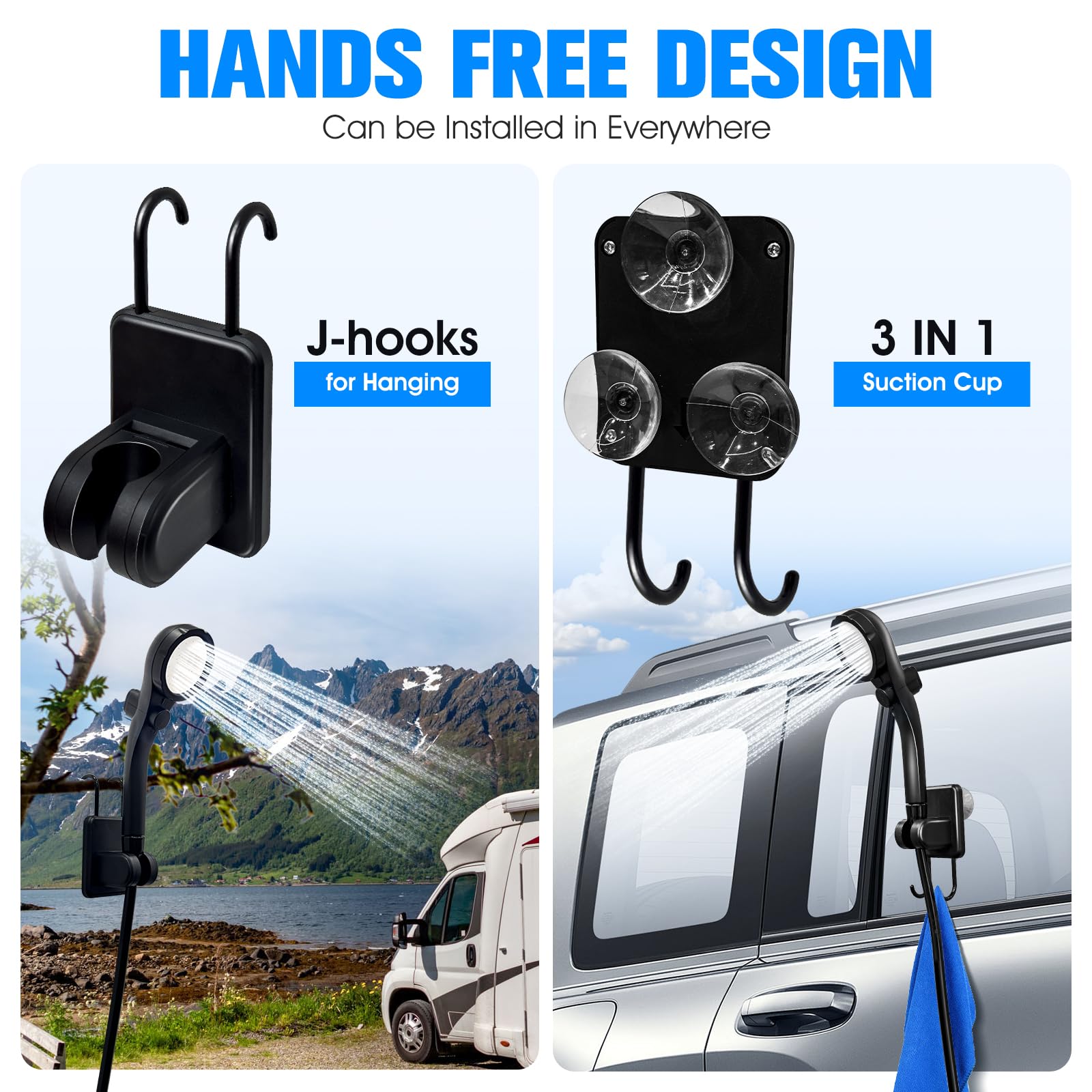 Portable Shower With Heater,6000Mah Battery Powered Portable Shower For Camping With 2000W Auto-Off