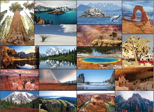 Our National Parks 100-Piece Jigsaw Puzzle - USA National Park Puzzles for Kids, Featuring Acadia, Yellowstone, Zion, Arches, Crater Lake, Mount Rainier & More (100 Pieces)
