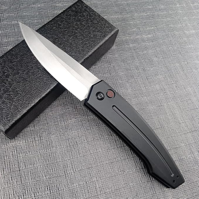 3.31'' D2 Steel Blade Aluminum Handles Speed Safe Botton Fast Opening Folding Knife with Pocket Clip, Camping EDC Tools, Survival Knives, Christmas Gift for Men and Women (White Full Blade)