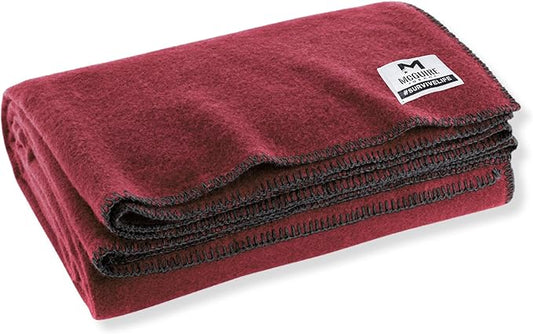 M MCGUIRE GEAR Heavy Duty Wool Blanket, Survival, Emergency, and First Aid Use – Mil-Spec, Fire Retardant, Durable Outdoor Wool Blankets for Camping. - Maroon, (64 x 90 inches)