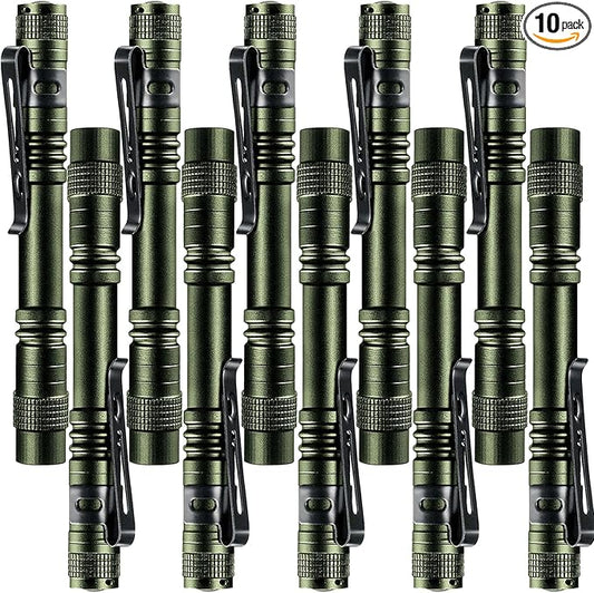 Beieverluck 10 Pack Small Mini Flashlights, Pocket Flashlight Penlight with Clip, Tactical Pen Light for Camping Outdoor Emergency Inspection Fathers Gifts for Dad Husband