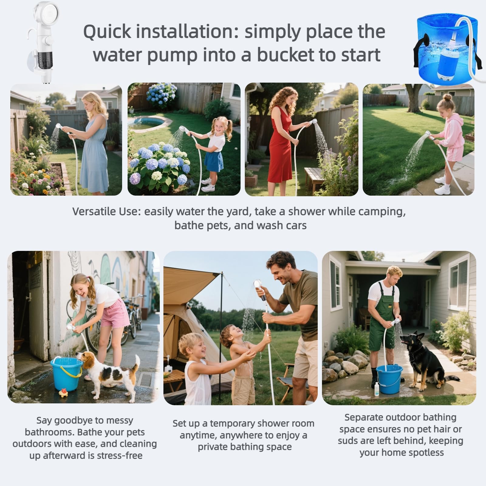 Portable Shower for Camping, Rechargeable Portable Camping Shower Pump with USB-C, Camp Shower with