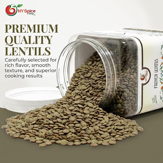 NY SPICE SHOP French Lentils ??1.5 Pounds French Green Lentils ??Dry Lentil Beans - Protein & Fiber Rich - Great for Stews, Indian Curries, Salads