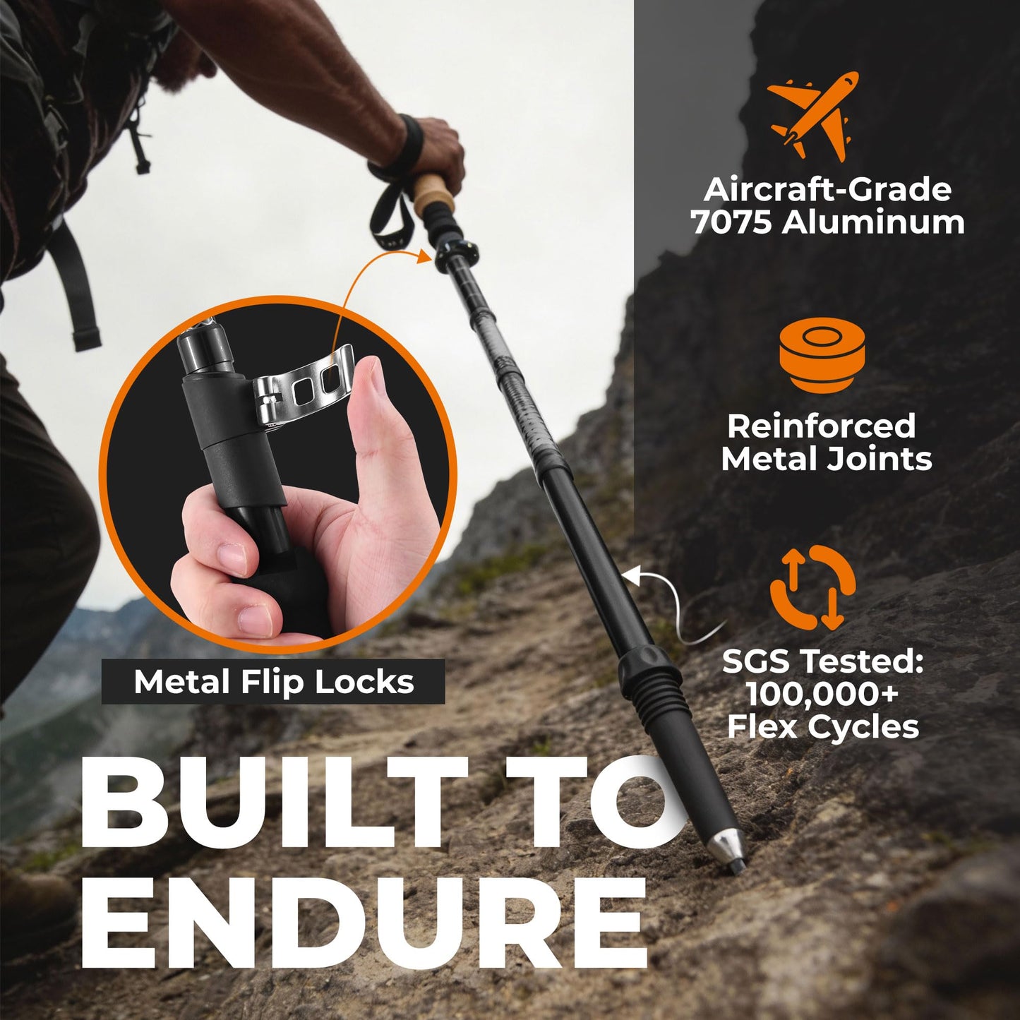 TREKOLOGY Trek-Z Collapsible Hiking & Trekking Poles - Balance Support for Seniors, Women, and Men