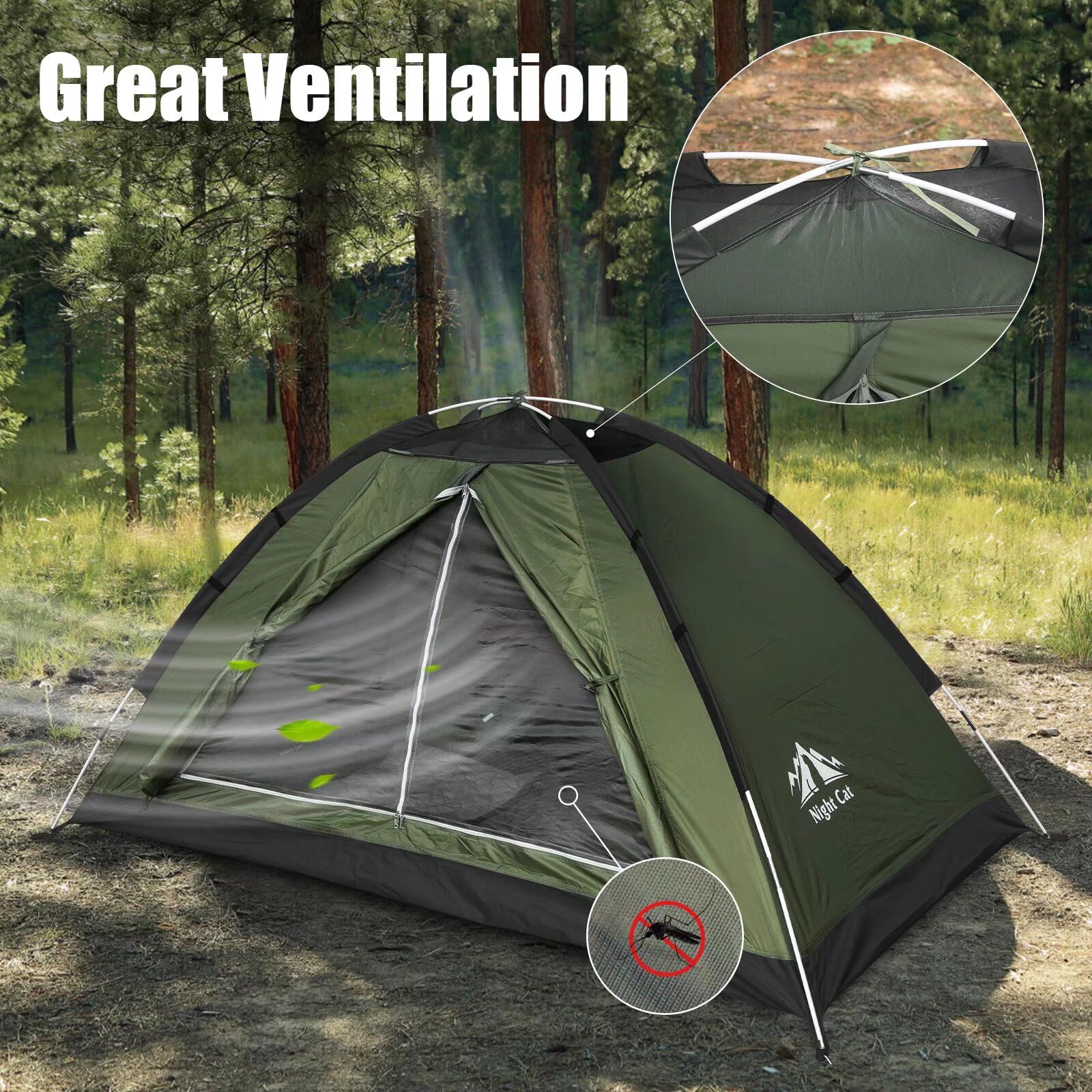 Night Cat Backpacking Tent for One 1 to 2 Persons Lightweight Waterproof Camping Hiking Tent for