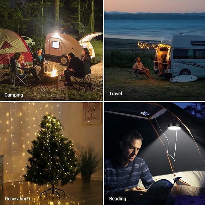 Camping String Light, Solar String Light with Camping Lantern (3 in 1 Design), Rechargeable and Portable for Camping,Emergency, Hiking.