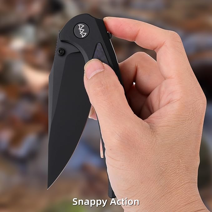 EDC Pocket Knife, 3.6" 14C28N Aluminium With Steel Inlay Handle, Folding Knife for Camping Hiking Hunting Outdoor