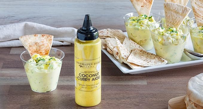 Terrapin Ridge Farms Coconut Curry Aioli Garnishing Sauce – One 8.25 Ounce Squeeze Bottle – Gluten-Free, Keto-Friendly, Low Carb, Low Sugar