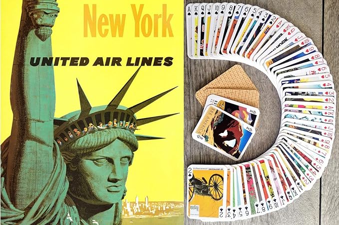 Travel USA Playing Cards (Poker Deck 54 Cards All Different) Vintage USA Airline Railroad Travel Poster