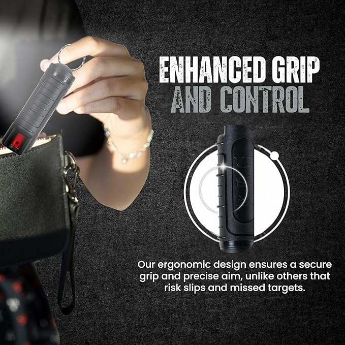 Police Magnum Keychain Pepper Spray Self Defense Belt Clip Holder - 1 Pack Tactical Maximum Strength OC with Dye - Small Case Safety Key Chain for Women & Men - Made in The USA