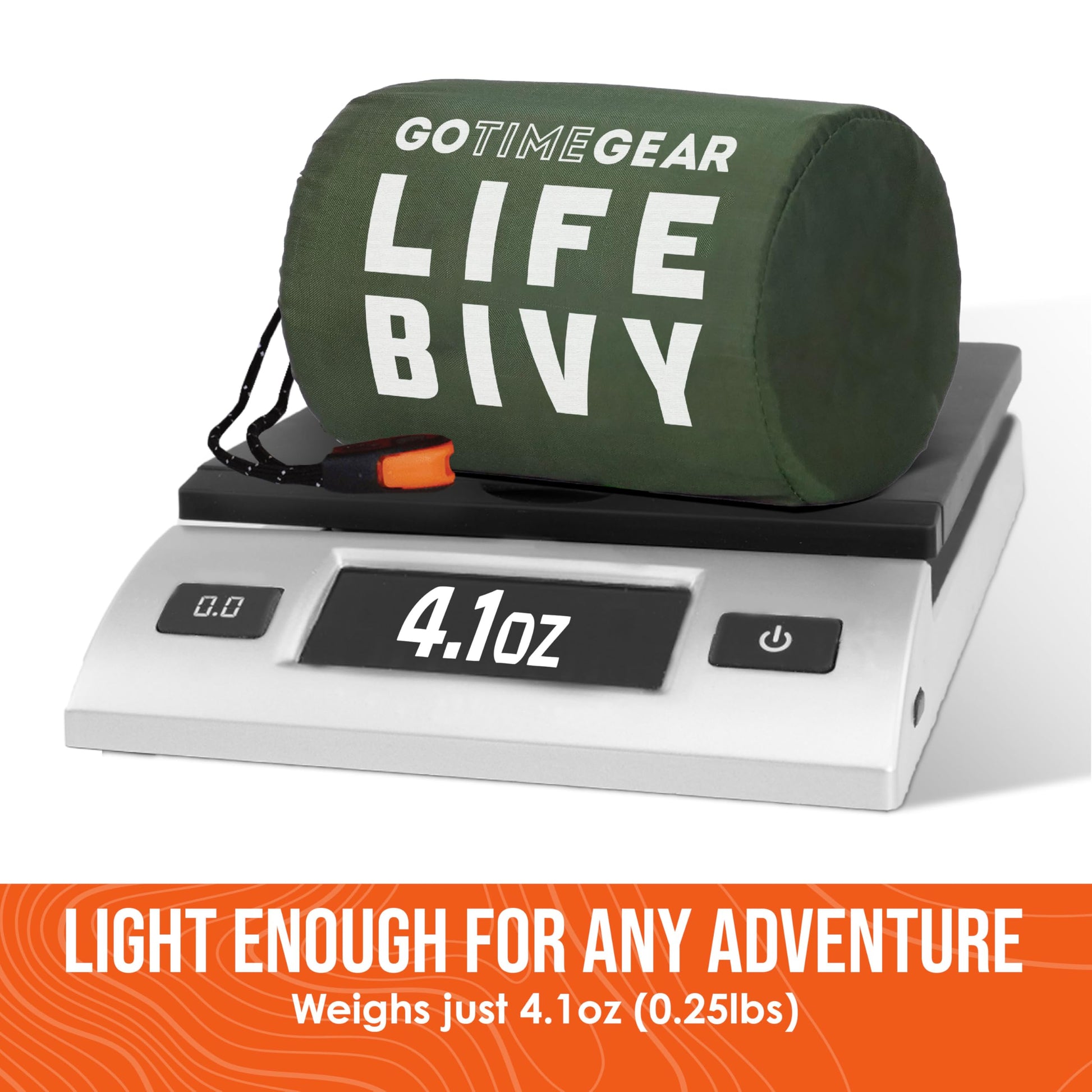 Go Time Gear Lightweight Bivy Sack - Emergency Bivy with 120 dB Whistle & Paracord - Thermal
