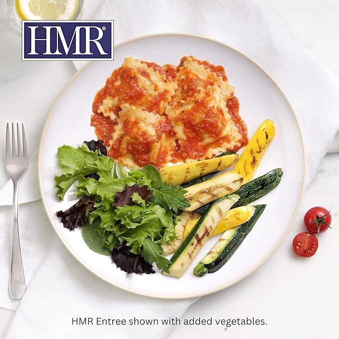 HMR Cheese and Basil Ravioli Entrée | Pre-packaged Lunch or Dinner to Support Weight Loss | Ready to Eat | Vegetarian | 10g of Protein | Low Calorie Food | 8oz Serving per Meal | Pack of 3
